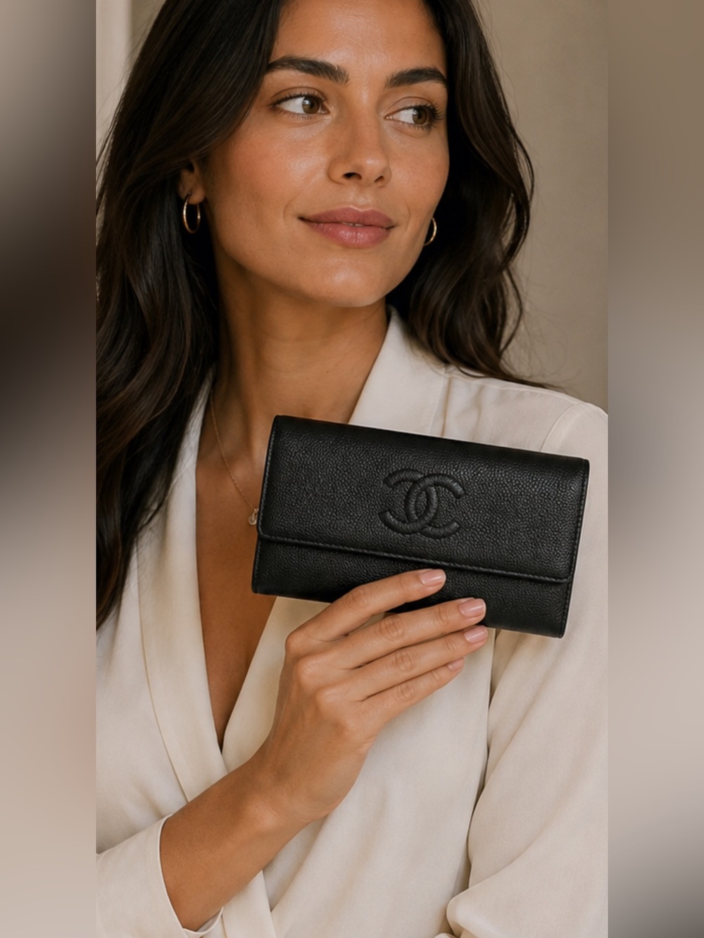 Chanel Black Caviar long Leather Wallet Clutch - Picture 3 of 13